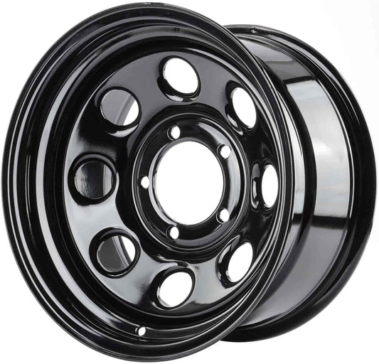JEGS Baja-8 Steel Wheel 16” x 8” | 5 x 5.5” Wheel Bolt Pattern Spacing | -12 mm Offset | 4” Backspacing | Black Powder Coat | Optional Center Cap Available Separately