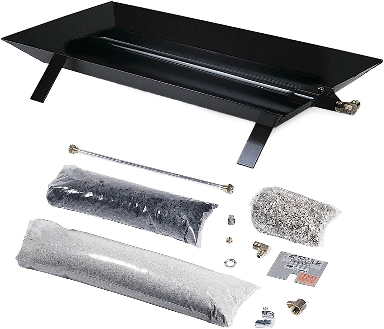 Rasmussen Custom Pan Vented Fireplace Burner Kit with Strap Legs (CS18-B-N), Natural Gas, 18x12-Inches