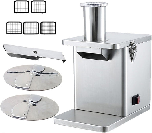 Electric Vegetable Dicer&Slicer, 3 in 1 Commercial Veggie Processor for Dicing, Shredding, Slicing&Slitting, Cube Cutter, French Fries Chips Slicer, Easy to Clean