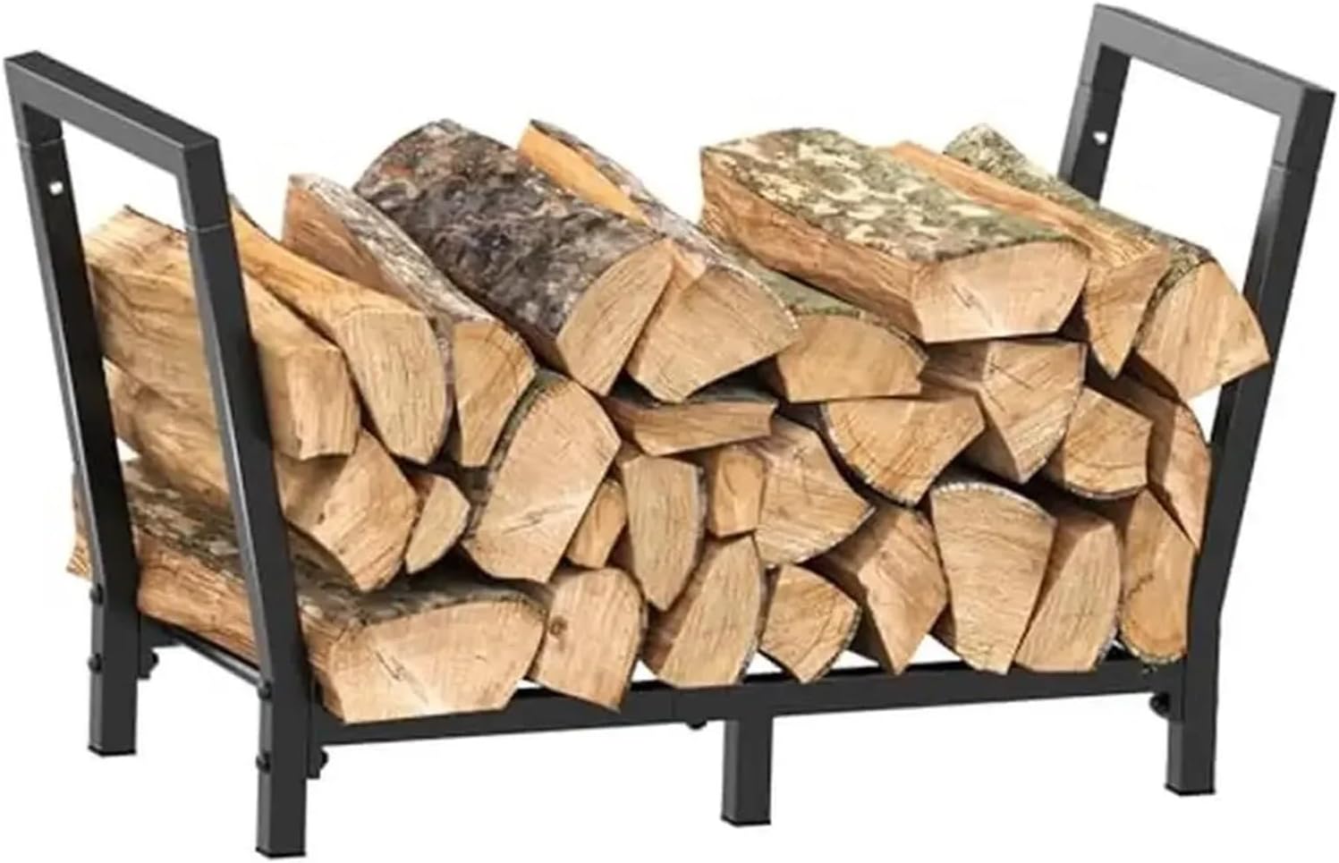 Firewood storage rack Outdoor Firewood Rack Metal Log Holder Fireplace Wood Storage Organizer Black Sturdy 2.7ft Stand