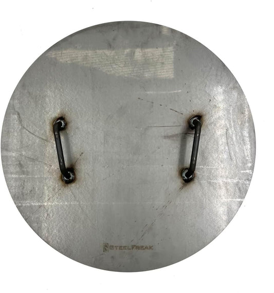 SteelFreak Heavy Duty Raw Steel Fire Pit Cover Lid - Made in the USA (Circle, 32 Inch)