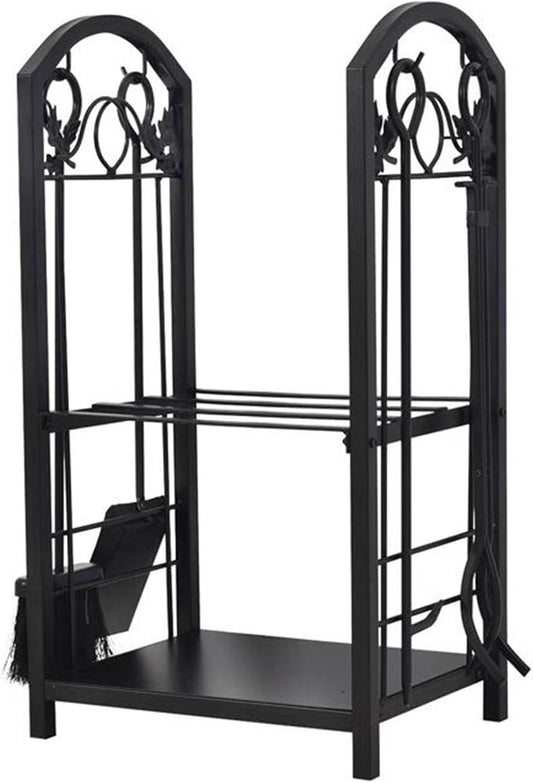 Large Fire Log Holder Storage Set Fireplace Tools Set Accessories, Indoor Fireplace Tools Wrought Iron, Kindling Holders/Firewood Rack