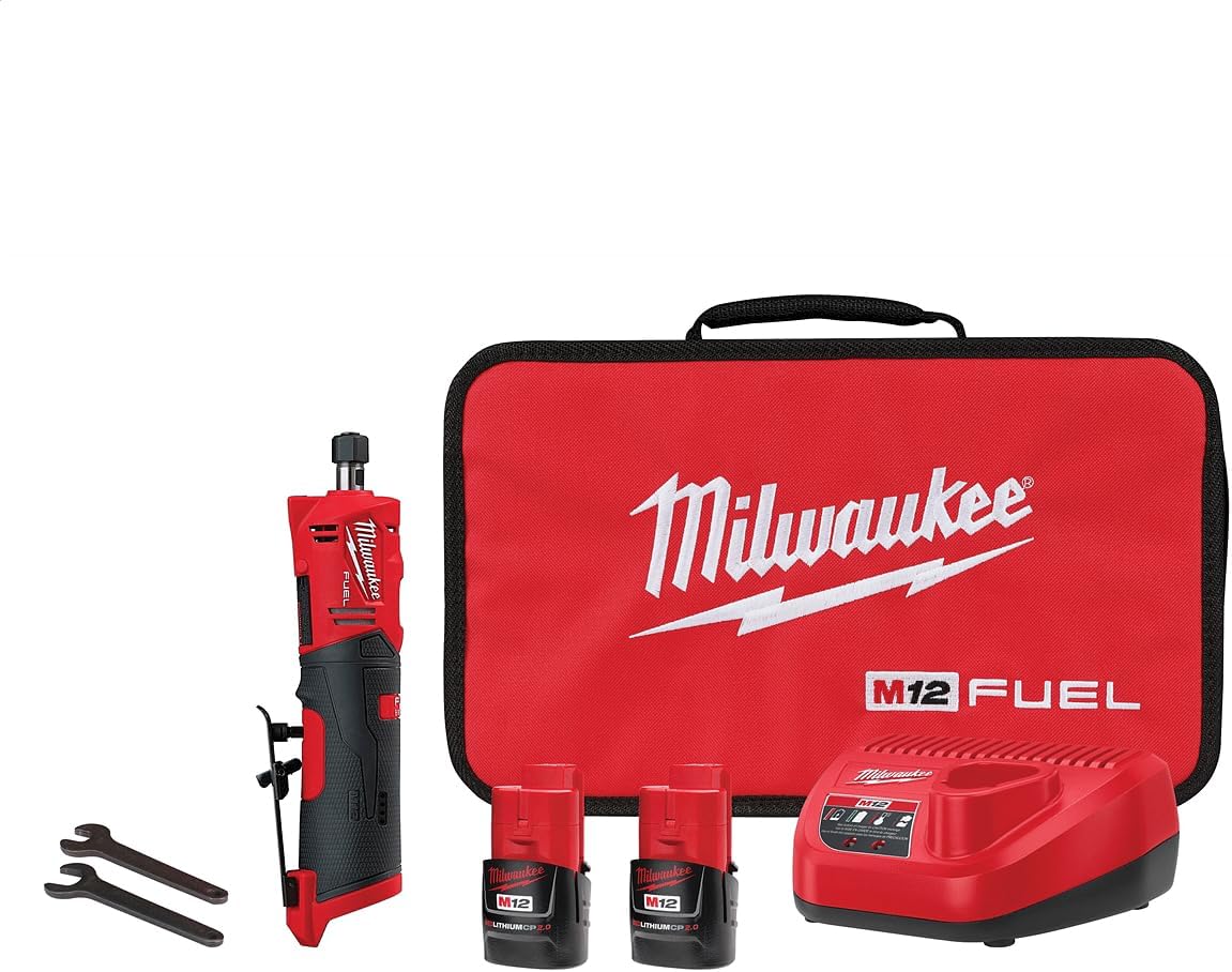 Milwaukee 2486-22 M12 Fuel 1/4" Straight Die Grinder 2 Battery Kit