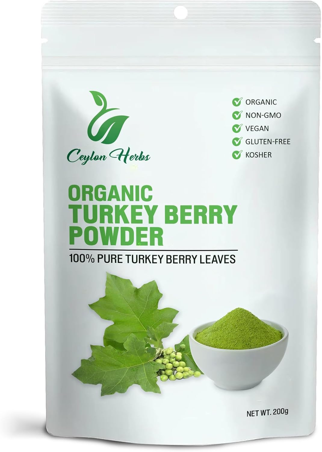 100g Turkey Berry Leaves Powder Healthy Well Cleaned Dried Leaves Powder No additives Organic 100% Pure Natural Leaves Powder