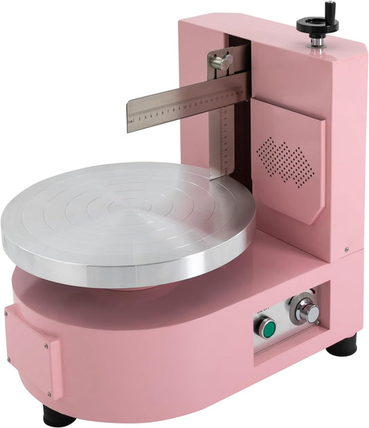 Electric Cake Icing Machine 4-12Inch Adjustable Vertical Scraper, 14.17In Rotating Pan, Cake Decorating Coating Machine 0-200RPM for Bakeries, Dessert Stores, Food Stores