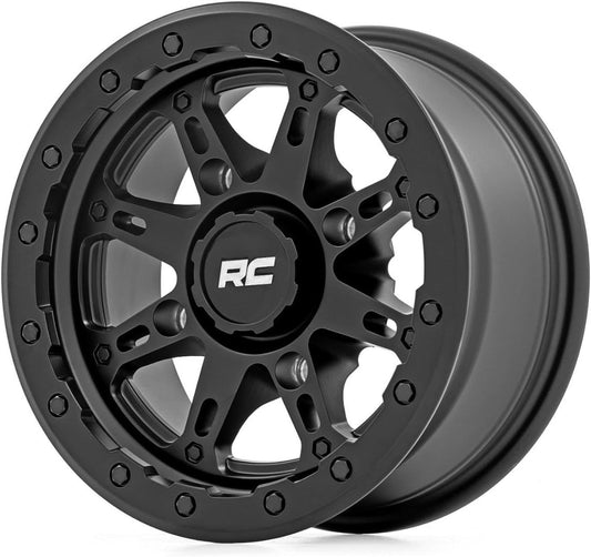Rough Country 94 Series One-Piece Aluminum Wheel - 14x7, 4x156mm Bolt Pattern, +10mm Offset, Matte Black for UTV, ATV