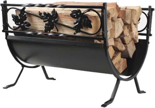 Firewood Rack Firewood Racks Metal Curved Firewood Holder with Legs, Outdoor Fire Pit Logs Storage Stand, Lumber Storage Brackets for Patio Deck Fireplace, 18.5(
