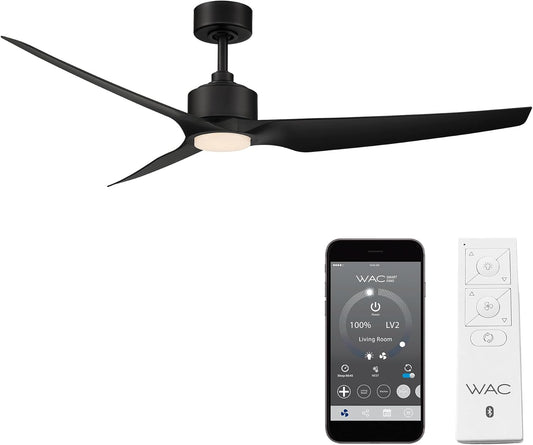WAC F-056L-MB Stella 60" Outdoor Ceiling Fan with Lights and Remote Control, Matte Black