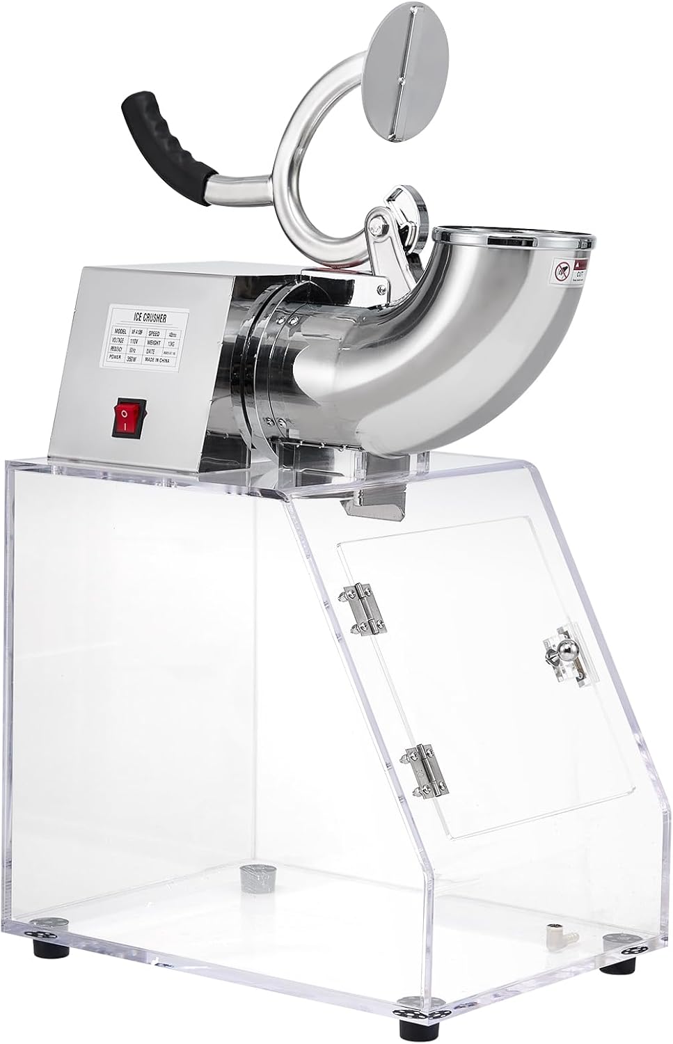 Electric Snow Cone Machine,Commercial Ice Crusher， 440LB/H High-Efficiency Ice Crusher with Dual Stainless Steel Blades, Quick-Clean 40L Bin Shaved Ice Maker for Home, Restaurants,Acrylic