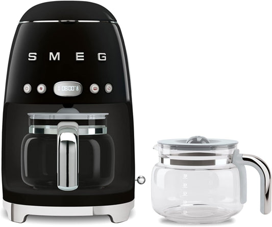 Smeg 50's Retro Drip Coffee Maker with Extra Glass Carafe (Black)