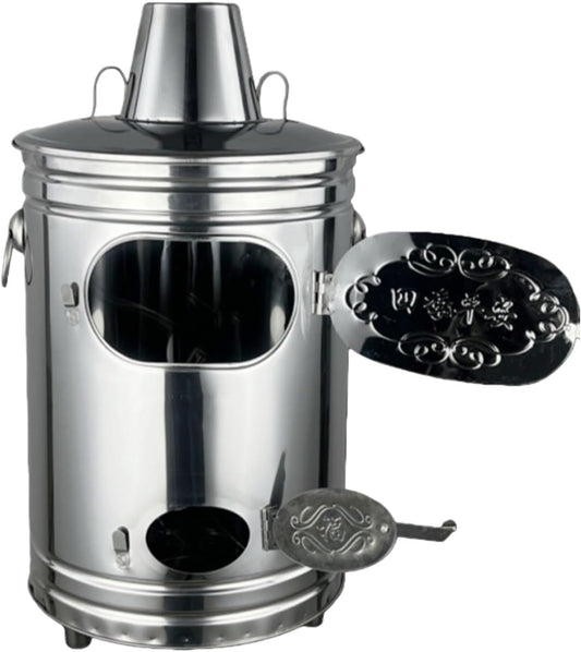 Incinerator, Burn Barrel, Outdoor Metal Trash can, Lid with Chimney, Fire Hook, Tripod, Smoke Pipe, for Garden Leaves Branches(30cm\/12in)