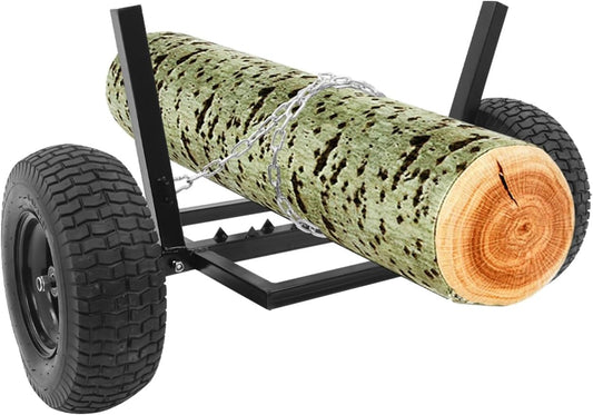 24” Log Skidding Arch& Holder Set, Steel Tow Behind Trailer, 1500 lbs Capacity Steel Rustproof Log Dolly with Chain, Dolly Set for Farm Wood Transport, Black