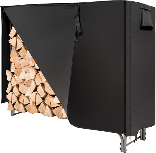IRONMAX 5ft Firewood Rack with Cover, Outdoor\/Indoor Waterproof Heavy Duty Log Storage Stand w\/Air Vent, Fire Wood Lumber Holder and Cover Combo Set for Backyard, Garden, Patio