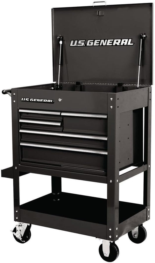 30 in. 5 Drawer Mechanic's Tool Cart Cabinet - Black