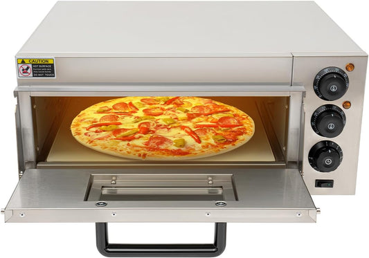 1800W Electric Pizza Oven, Commercial Pizza Oven Bake Pizzas, Portable Countertop Pizza Oven, Pizza Maker Machine for Commercial Home Indoor Use (Silver)