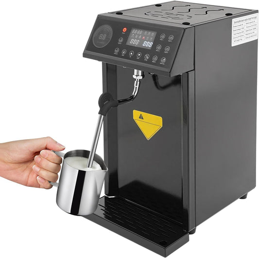 8L\/2.11gal Commercial Steam Milk Frother, 3000W 5-Gear Fast Heating Milk Steamer Machine Electric Steam Milk Frothing Machine Espresso Coffee Milk Foam Machine for Bar Cafe