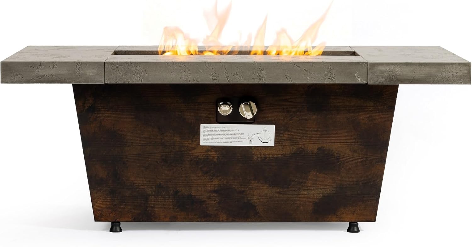 50,000 BTU Gas Fire Table Features All-Weather Construction and Stylish Heating for Patio Backyard and Garden Entertainment