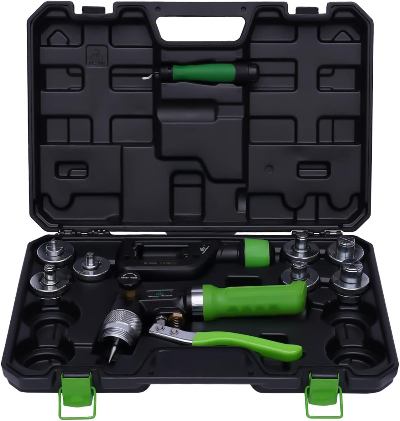 Hydraulic Tube Expander Compact Swaging Tool Kit, ST-300A Hydraulic Expander Deburring Tool with Tube Cutter&7 Expander Heads for 3/8 to 1-1/8 Inches Copper Pipes Air Conditioning Copper