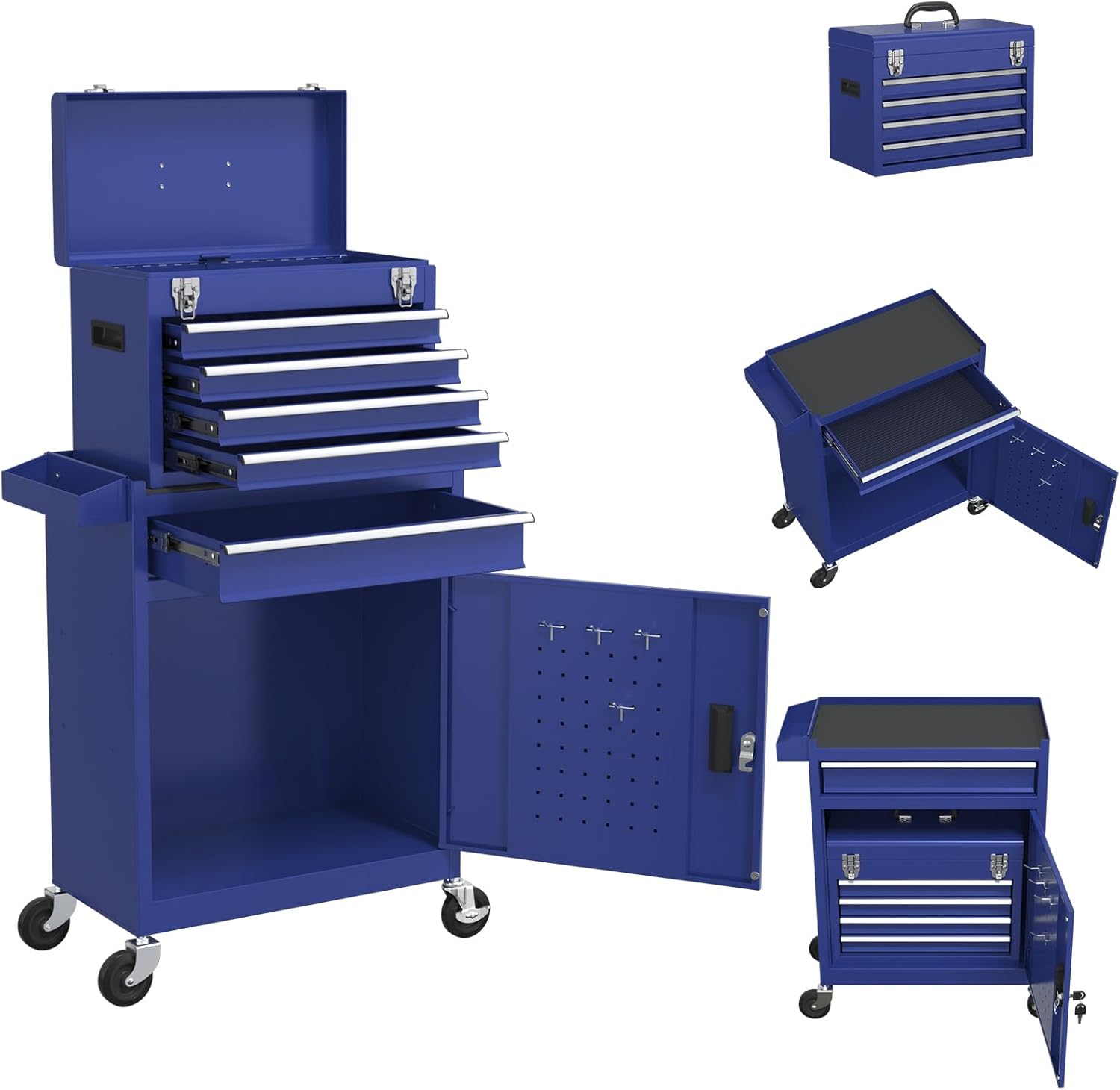 Erifcal 5-Drawer Tool Chest,Tool Box with Wheels and Drawers,Rolling Tool Cabinet Chest,Large Capacity & Solid Construction for Mechanics & DIY Enthusiasts in Garage & Workshop (Blue)