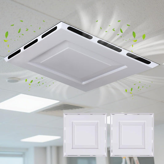 CroBlissful 2 Pcs 24" x 24" Ceiling Vent Deflector 4-Way Air Vent Deflector Commercial Air Diverter for 2'x2' Drop Ceiling Grid No Tools Required Redirector for Offices, Classrooms, and Spaces