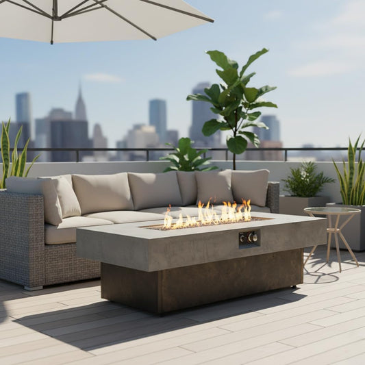 55"×23" Tabletop Propane Fire Pits,50000BTU Outdoor Firepit Table Suitable for Outdoor, Patio, Balcony,Three Height Adjust