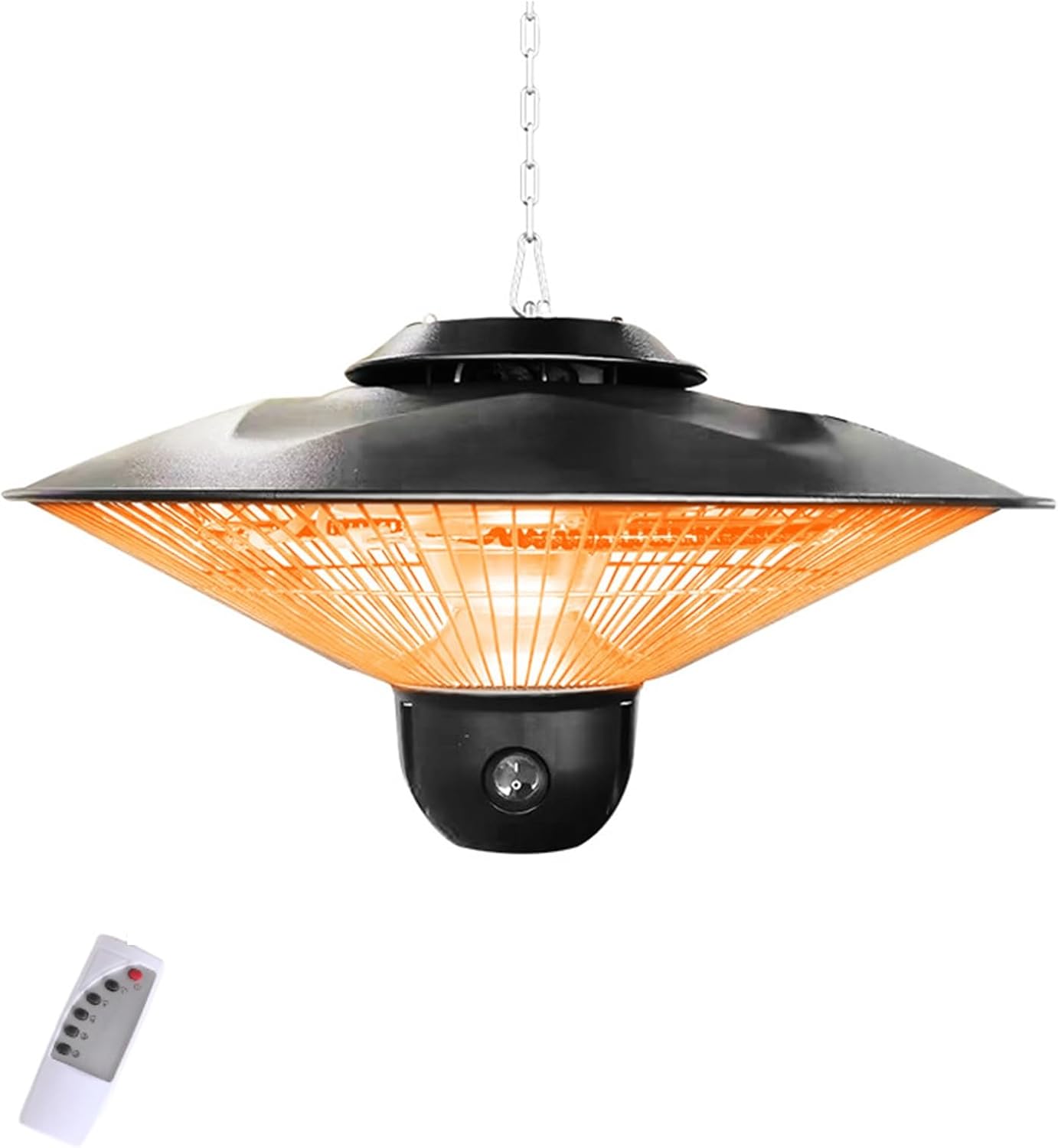 Electrical Patio Heater, Heaters Hanging Patio Heater with Remote Control, IP44 waterproof, 3 settings, Ceiling Mounted Heater for Porch, Garage, Balcony, Black