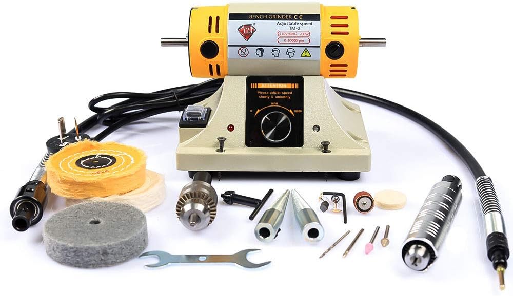 Adjustable Speed Polishing Machine, Multi-Function Bench Lathe Polisher, Bench Grinder, Polishing Machine Used For Jewelry Making, Woodcrafting, Dental, Manual DIY.