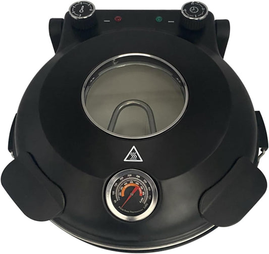 Electric Pizza Maker, Pizza in 4 Minutes in 1200W Pizza Oven, 31 Cm Refractory Stone Plate, Max. 420°C Pizza Maker, Black
