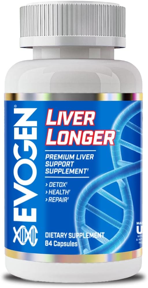 Evogen Liver Longer - Premium Liver Support Supplement | Detox, Health, & Repair | N-Acetyl L-Cysteine, Milk Thistle, TUDCA | 84 Capsules