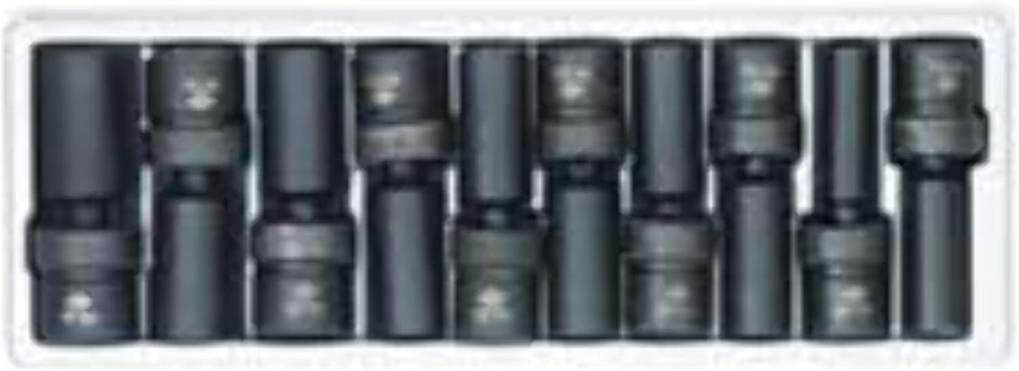 Sunex 2658 10Piece 1/2" Drive Deep Universal Standard Metric Impact Socket Set