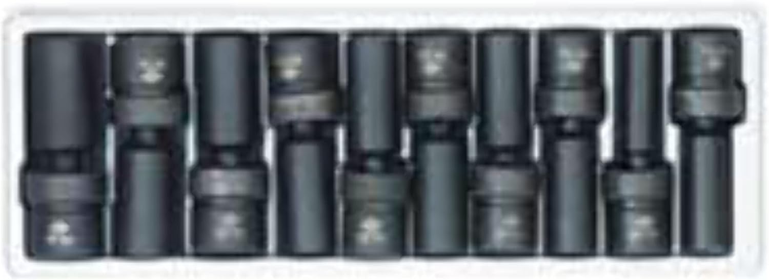 Sunex 2658 10Piece 1/2" Drive Deep Universal Standard Metric Impact Socket Set