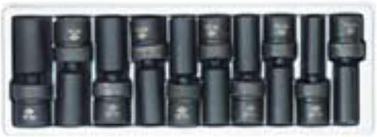 Sunex 2658 10Piece 1/2" Drive Deep Universal Standard Metric Impact Socket Set
