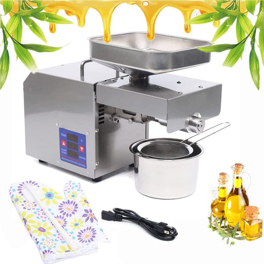 DNYSYSJ Automatic Oil Press Machine 600W Peanuts Hot Cold Oil Expeller Commercial Extractor (2nd Generation)