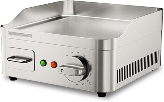 2000W 9" Commercial Electric Countertop Griddle Stainless Steel Flat Top Grill Hot Plate BBQ Flat Large Restaurant Grill, Adjustable Thermostatic Control for Home Commercial Places