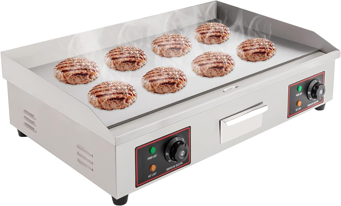Electric Countertop Flat Top Griddle, 28.7" 3000W 110V Electric Countertop Griddle Stainless Steel Flat Top Grill Restaurant Electric Griddle Grill, Adjustable Temperature Control 122-572℉