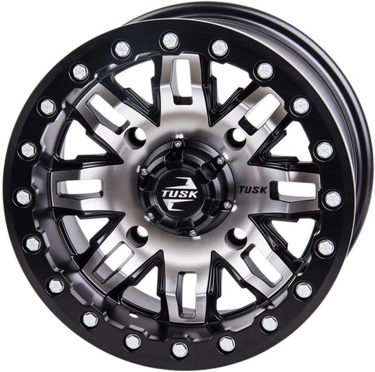 4/137 Tusk Teton Beadlock Wheel 15x10 5.0 + 5.0 Machined/Black Compatible with Can-Am Maverick X3 X RS Turbo RR Smart-Shox 72 Inch 2021-2024