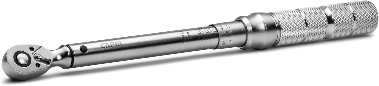Capri Tools 31201 15-75 Foot Pound Industrial Torque Wrench Drive, 3\/8" Drive, Matte Chrome