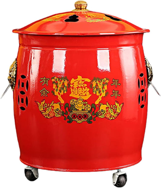 Fire Pit, Burn Barrel, Galvanized Trash can, Including Tripod, Fire Hook, for Garden Paper Leaf Trash Wood Backyard Bonfire(35cm\/13in)