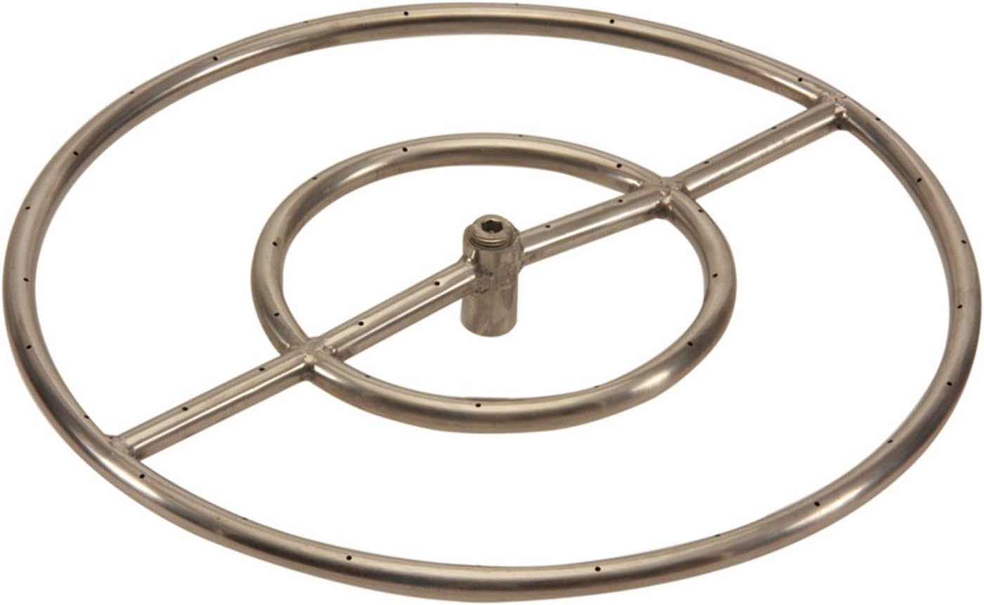 HPC Fire Round Stainless Steel Fire Pit Burner (FRS-24-NG), 24-Inch, Natural Gas