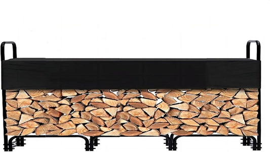 CuisinAid 3\/4 Cord Outdoor Firewood Rack with Cover, 12.5FT of Firewood, Heavy Duty Firewood Holder & Waterproof Cover for Fireplace, Patio, Log Storage Rack for Outdoor Indoor Firewood