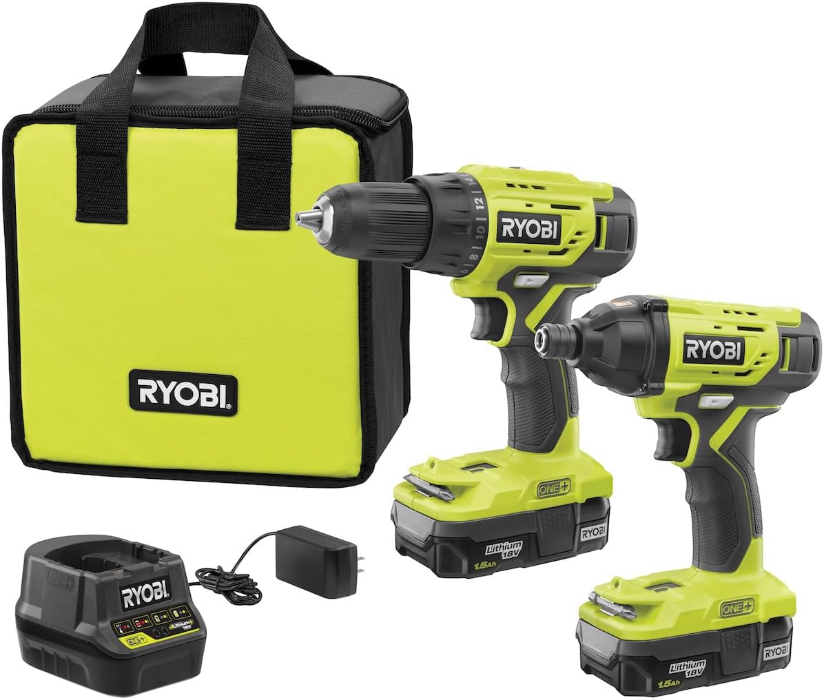 Ryobi P1817 Drill Driver R18PD3-0 Screwdriver R18ID2 (2x2.0Ah)