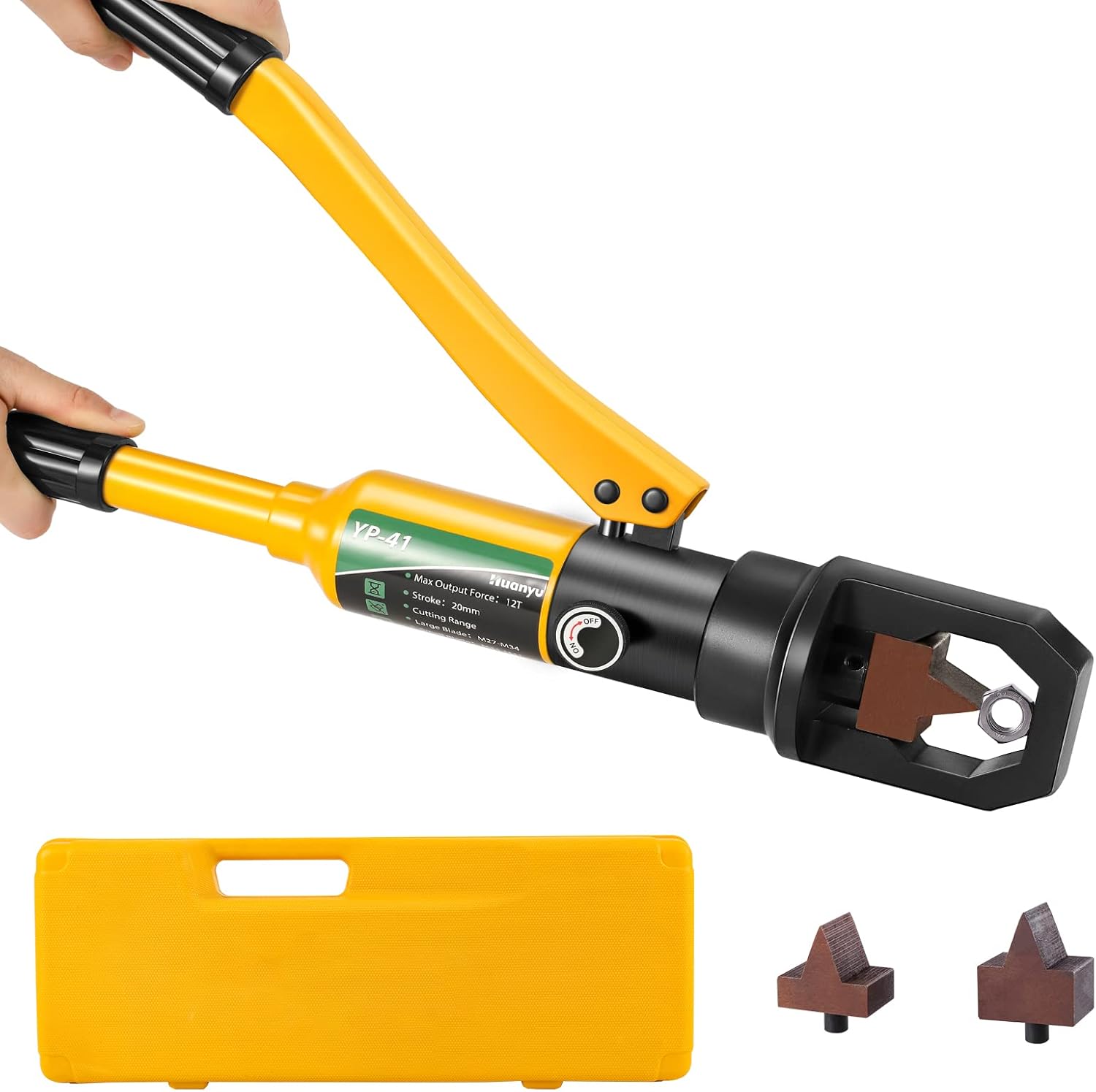 Huanyu Hydraulic Nut Splitter Tool Heavy Duty Nut Separator Portable Cracker Force 10T Cutting Range M27-M34 M34-M41 for Removing Rusty Broken Damaged with Storage Box YP-41