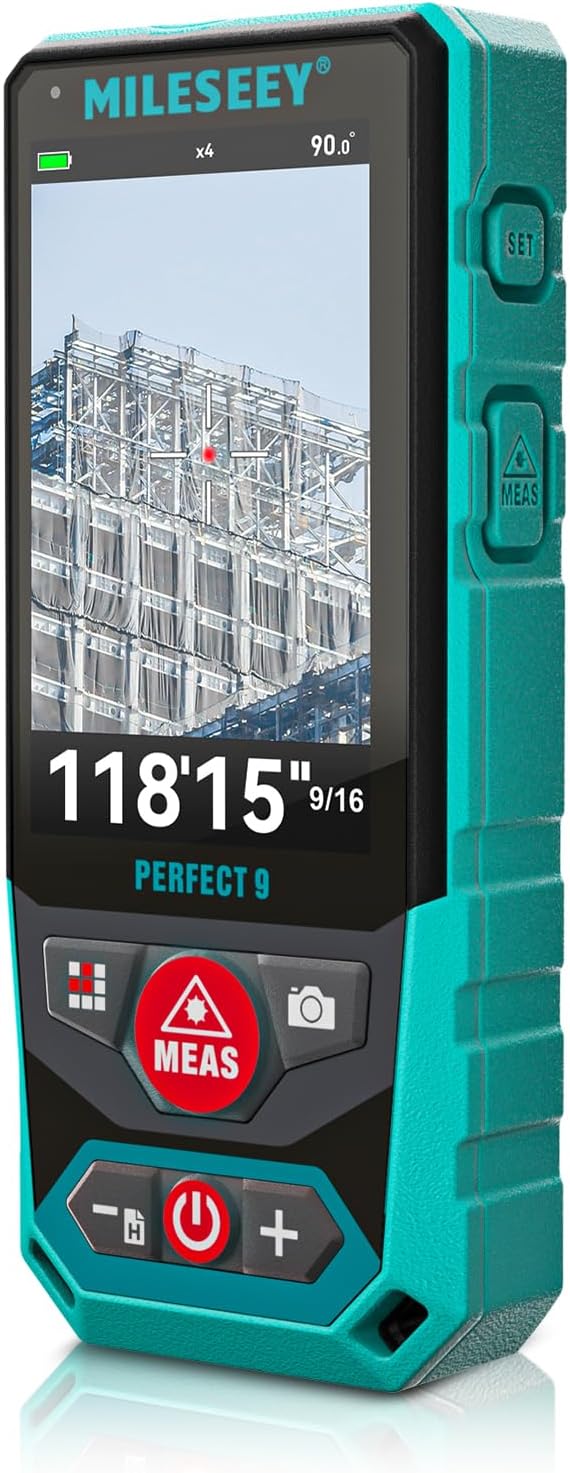 MILESEEY Outdoor Laser Measuring Tool, 985ft Professional Laser Distance Meter for Construction, 4X HD Zoom & 3" Backlit Display, Point-to-Point Technology for Large Outdoor Projects