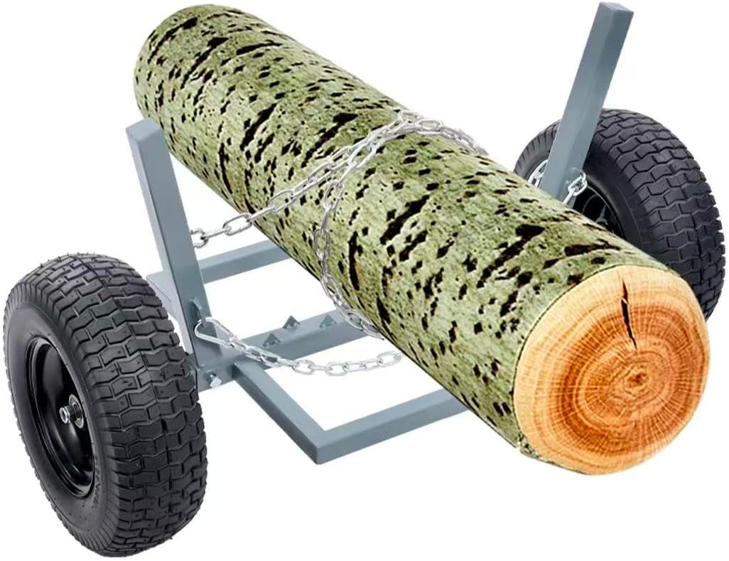 24'' Log Holder with 1500lbs Capacity, Accommodates Logs up to 20.47'' in Diameter, Heavy-Duty Holder with Chain for Farm Wood Sand Gravel Fertilizers Transport, Grey