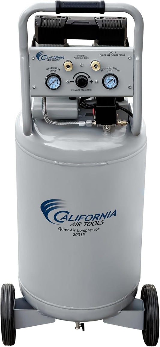 California Air Tools CAT 20015 1.5 HP Ultra Quiet, Oil-Free Air Compressor with Wheels, 20 Gallon Tank Capacity, 70 dB Noise Level, Electric, Portable