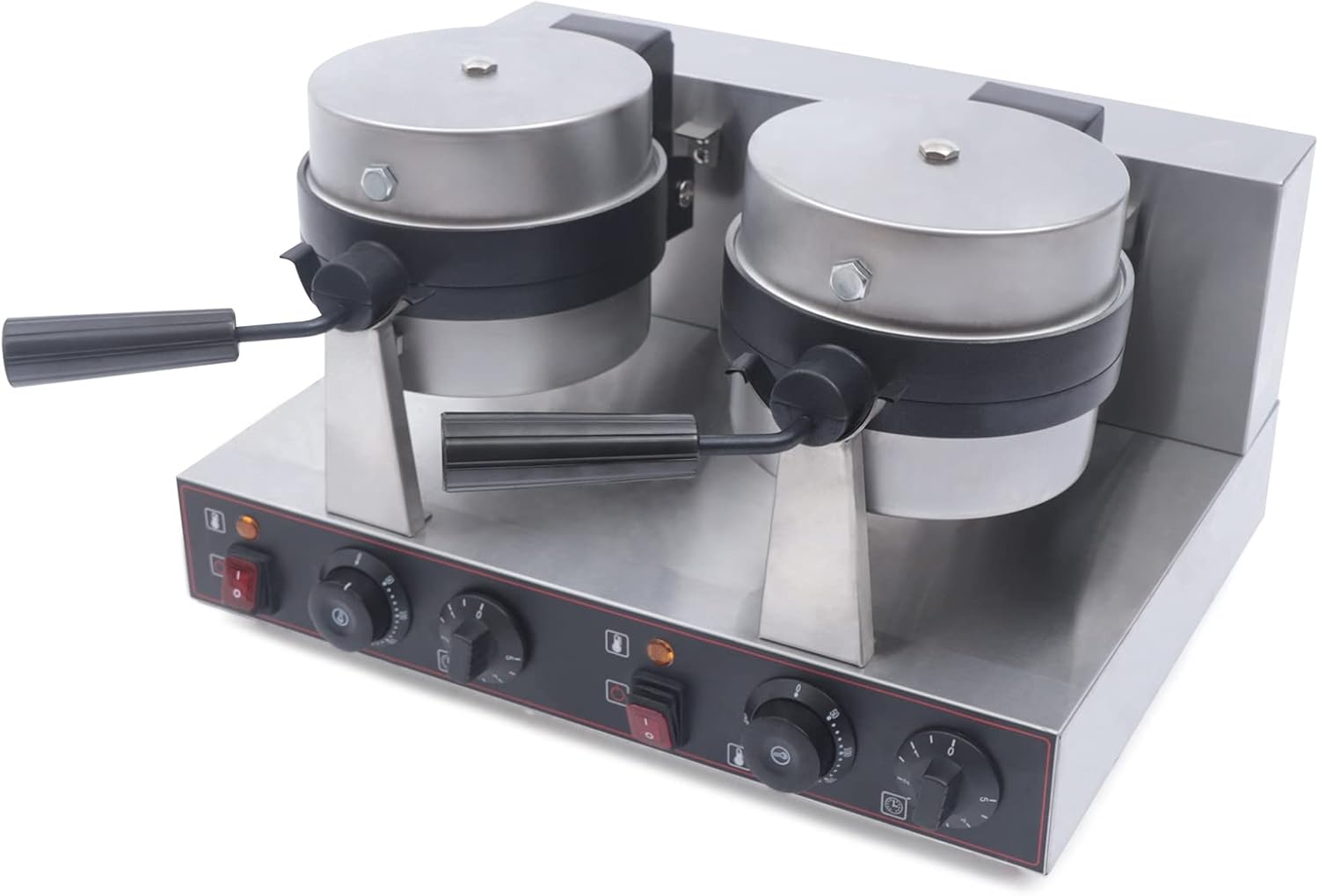 Hamburger Maker, 110V 2400W Round Double-head Commercial Burger Maker, Adjustable Heat and Time Stainless Steel Burger Machine, Non-stick Electric Maker for Restaurant Bakeries Snack Bar