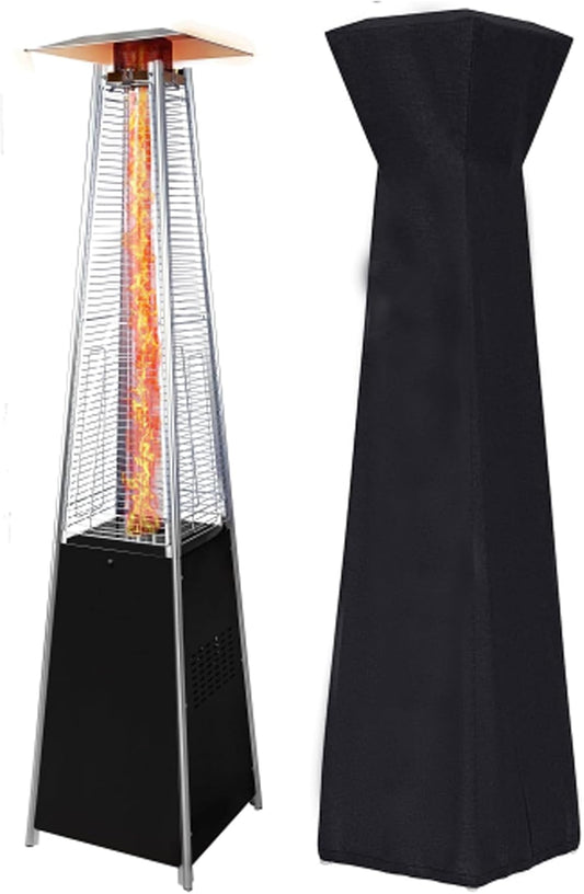 48,000 BTU Propane Patio Heater, Ready-Use Outdoor Heater with Wheels & Cover for Instant Warmth in Garden, Poolside, All Season