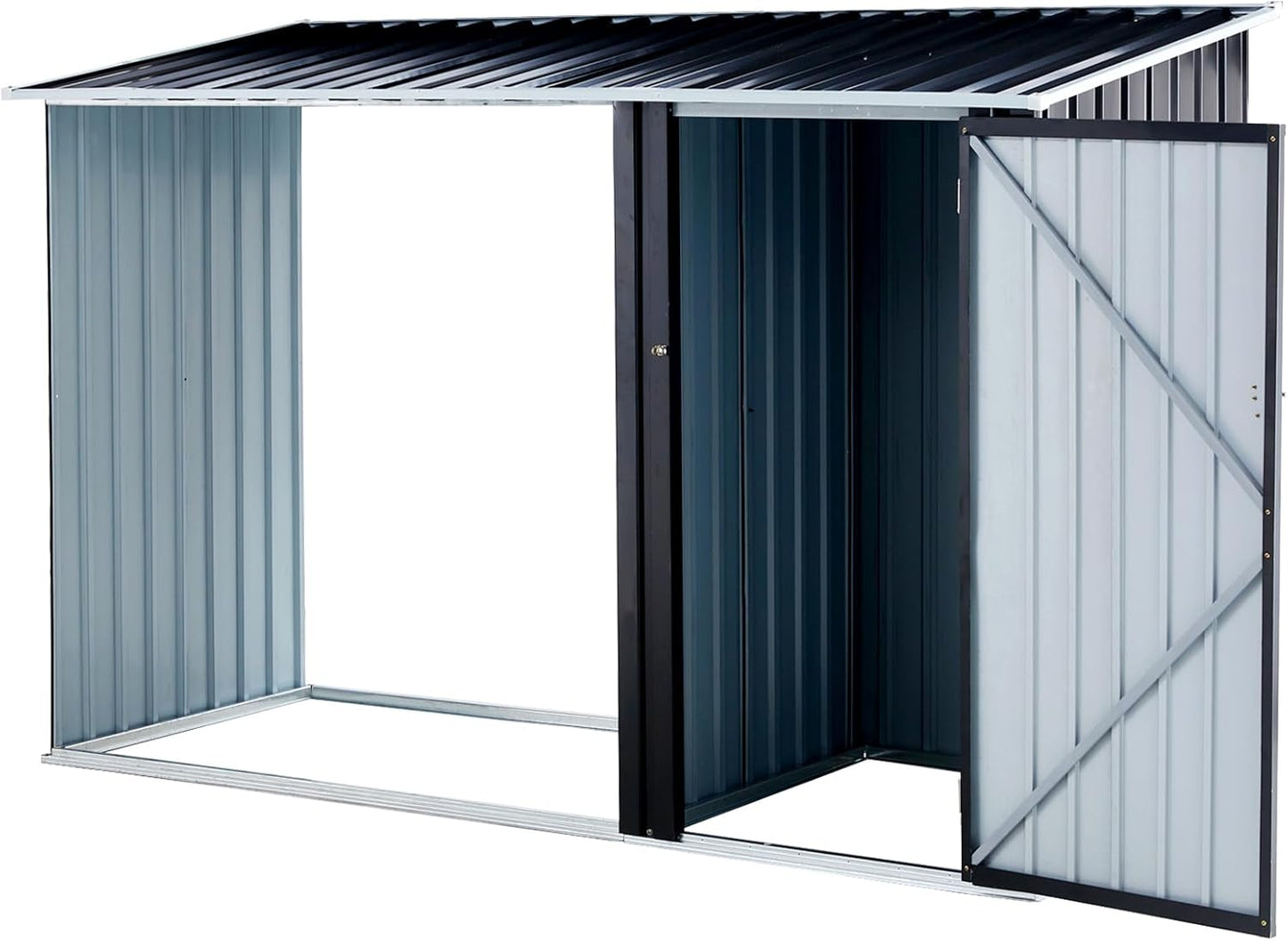 Okak 8 X 3.4 Ft Firewood Storage Shed, Outdoor Firewood Rack, Outdoor Storage Shed with Log Holder, Firewood Shelter for Patio,Dark Grey