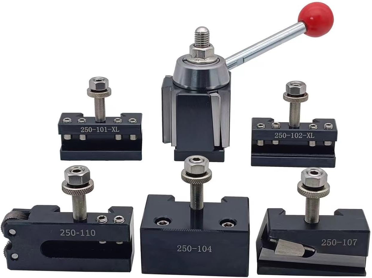 6PCS AXA Wedge Type Quick Change Tool Post With Tool Holders For Lathe Swing Dia 6-12",250-111(6PC-XL).