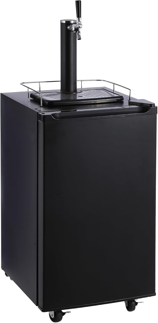 3.4 Cf Beer Kegerator, Single Tap Draft Beer Dispenser, Full Size Stainless Steel Keg Refrigerator With Drip Tray, CO2 Cylinder, 32°F- 50°F Temperature Control, 97 L
